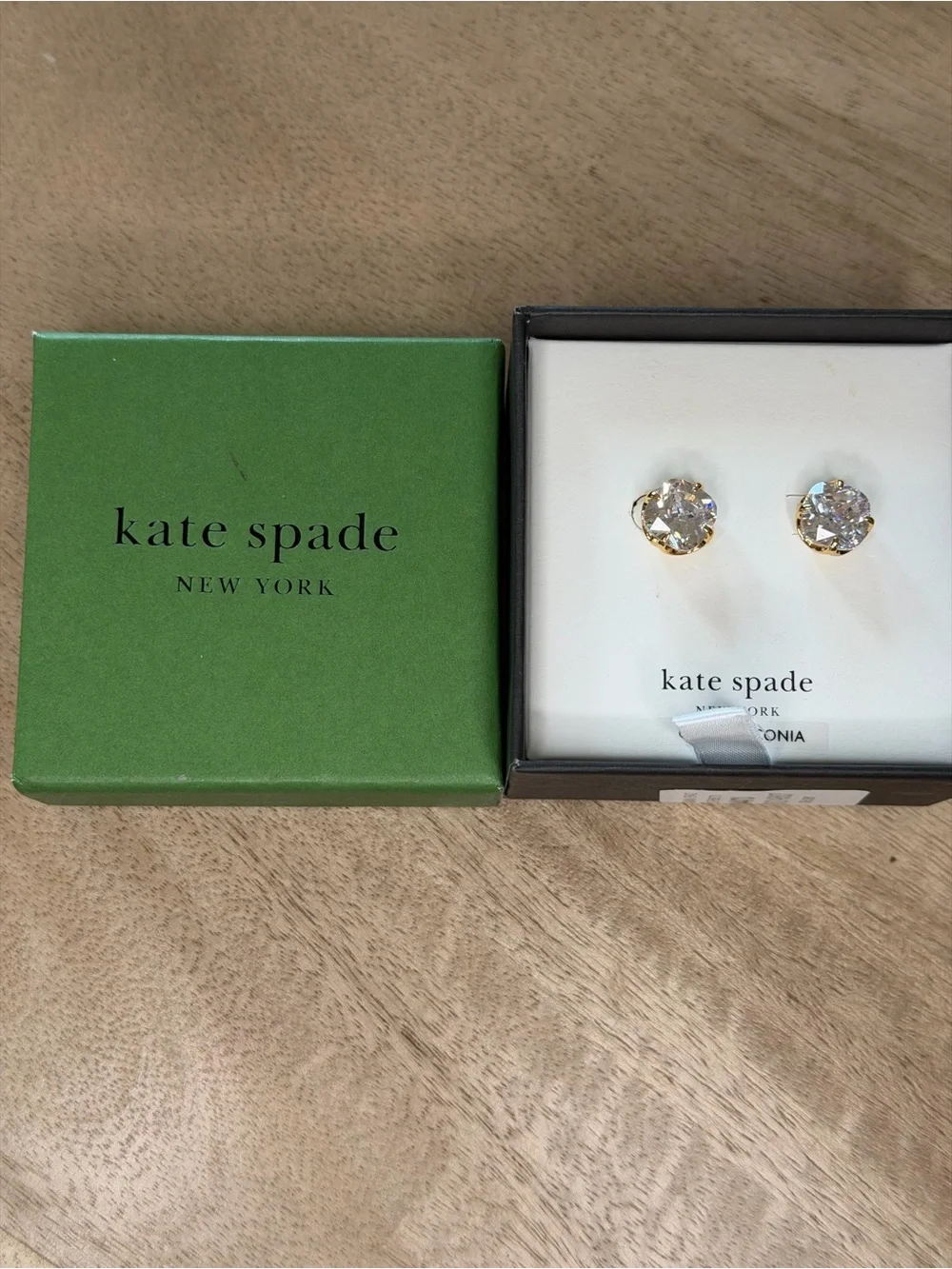 Kate Spade Gold and Clear Cubic Zirconia Stud Earrings